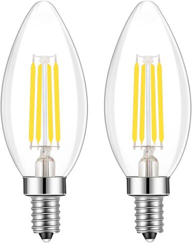 E14 European Base LED Filament Edison Bulb, 2W Warm White 2700K, No-Dimmable (4-Pack) in Saudi Arabia
