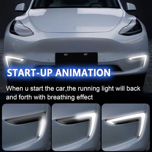 مصابيح LED للجري النهاري (DRL) لـ 2021-2024 Tesla Model Y مع إشارات انعطاف كهرماني ديناميكي + 6500K White DRL | التوصيل والتشغيل المباشر | الرسوم المتحركة لبدء التشغيل | IP67 مقاوم للماء (زوج واحد) in Kuwait