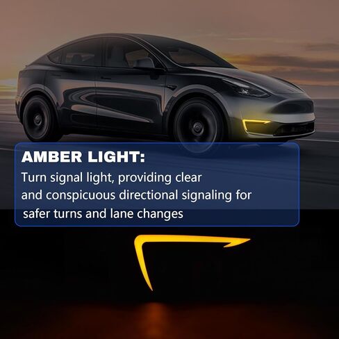 مصابيح LED للجري النهاري (DRL) لـ 2021-2024 Tesla Model Y مع إشارات انعطاف كهرماني ديناميكي + 6500K White DRL | التوصيل والتشغيل المباشر | الرسوم المتحركة لبدء التشغيل | IP67 مقاوم للماء (زوج واحد) in Kuwait