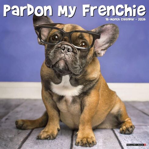 مطبعة ويلو كريك، تقويم حائط Pardon My Frenchie 2026، 12 بوصة × 12 بوصة، تقويم 18 شهرًا مع غلاف مثبت in Saudi Arabia