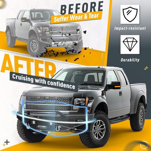 KUAFU Front Bumper Compatible with 2009-2014 Ford F150 SVT Raptor w/Winch Plate Led Lights Bull Bar Powder Coated Black Steel in Saudi Arabia