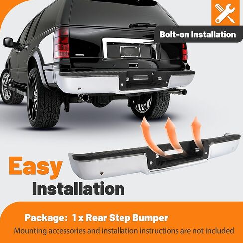 KUAFU Rear Step Bumper Assembly Compatible with 2006-2008 Ford F150 Lincoln Mark LT w/Parking Sensor Holes Replacement for FO1103142 FO1103138 Chrome in Saudi Arabia