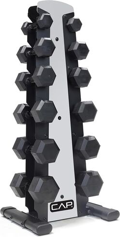 CAP Barbell 100 LB Coated Hex Dumbbell Weight Set with Comfort Grip and with Vertical Rack in Kuwait