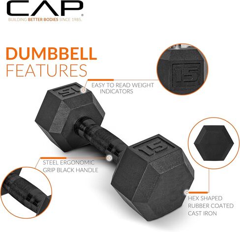 CAP Barbell 100 LB Coated Hex Dumbbell Weight Set with Comfort Grip and with Vertical Rack in Kuwait
