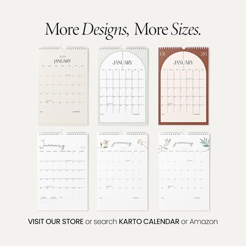 تقويم الحائط Karto 2025 - تم تشغيل 8.5 × 11 بوصة حتى يونيو 2026 - تعزيز إنتاجيتك والتخطيط السهل مع التقويم الجمالي الشهري - Golden in Kuwait