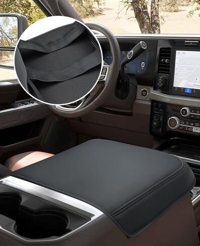 INTGET Center Console Armrest Cover for Ford F150 Accessories 2009 2010 2011 2012 2013 2014 Car Middle Lid Seat Cover Protector Elbow Cushion Pad (Black Stitches, 2009-2014) in Kuwait