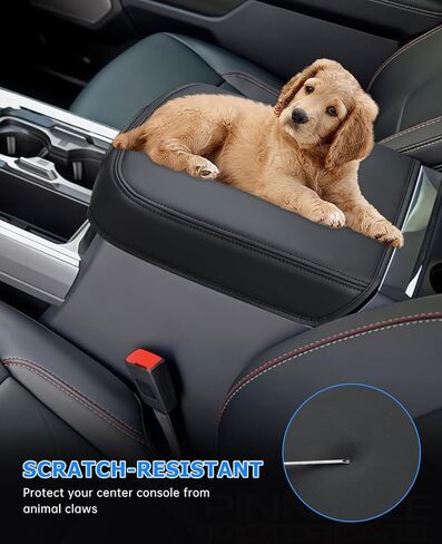 INTGET Center Console Armrest Cover for Ford F150 Accessories 2009 2010 2011 2012 2013 2014 Car Middle Lid Seat Cover Protector Elbow Cushion Pad (Black Stitches, 2009-2014) in Kuwait