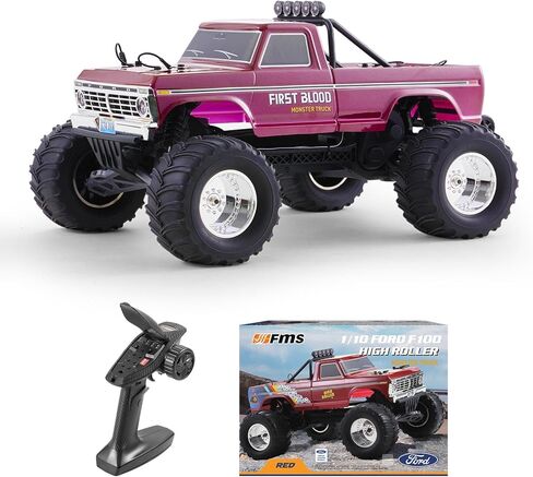 FMS 1/10 Ford F-100 RC Monster Truck، RS بدون بطارية، شاحنة زاحفة RC من فئة الهوايات 2WD للطرق الوعرة للبالغين (أسود) in Kuwait