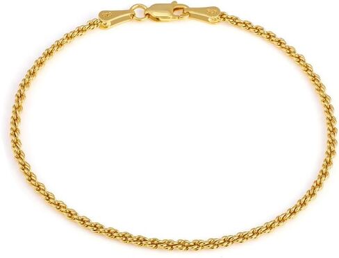 سوار ذهب 18 قيراط للرجال من ويتسول، سوار سلسلة حبل بقطع الماس 5 ملم للنساء، 6.5 بوصة in Kuwait