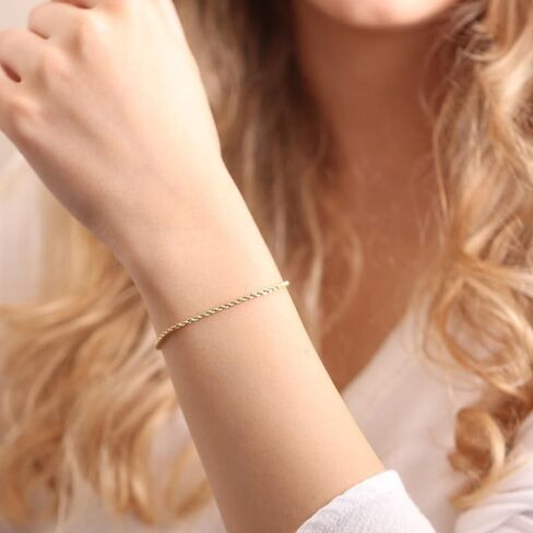 سوار ذهب 18 قيراط للرجال من ويتسول، سوار سلسلة حبل بقطع الماس 5 ملم للنساء، 6.5 بوصة in Kuwait