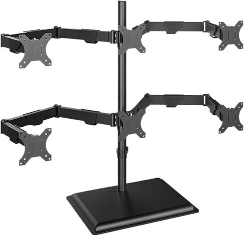 حامل مكتبي لتركيب 6 شاشات، حامل شاشة فولاذي قابل لضبط الارتفاع مع ذراع تثبيت متحرك بالكامل لمعظم الشاشات مقاس 17-32 بوصة، يحمل ما يصل إلى 19.8 رطلاً in Kuwait