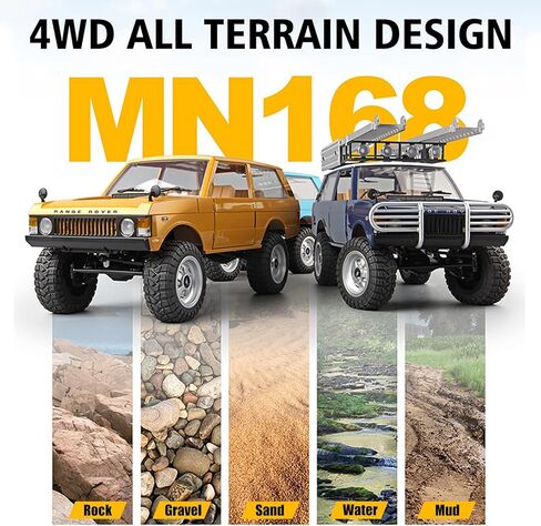RC Rock Crawler، MN-168 Ranger Rover 1:12 RC سيارة التسلق، 4WD للطرق الوعرة RC Crawler RTF، 2.4 جيجا هرتز 4x4 سيارة لجميع التضاريس مع بطارية 1200 مللي أمبير للبالغين in Saudi Arabia