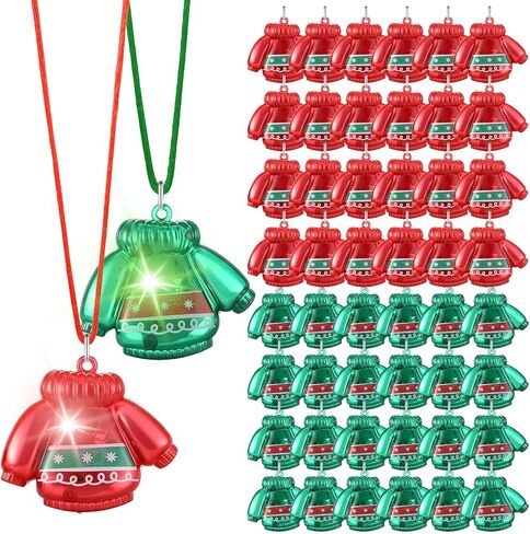 Yinkin 50 Pcs Christmas Light up Necklace for Adults Flashing Necklaces Glow Necklaces Bulk for Xmas Party Favors Stocking Stuffers Christmas Ornaments Decoration in Saudi Arabia