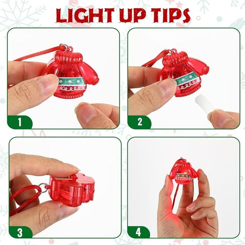 Yinkin 50 Pcs Christmas Light up Necklace for Adults Flashing Necklaces Glow Necklaces Bulk for Xmas Party Favors Stocking Stuffers Christmas Ornaments Decoration in Saudi Arabia