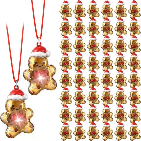 Yinkin 50 Pcs Christmas Light up Necklace for Adults Flashing Necklaces Glow Necklaces Bulk for Xmas Party Favors Stocking Stuffers Christmas Ornaments Decoration in Saudi Arabia