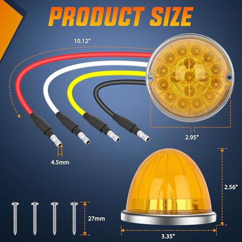 Nilight البطيخ ضوء 17 LED ثنائي اللون 2PCS الفولاذ المقاوم للصدأ مدي الأحمر إلى الأرجواني علامة الجانب التخليص بدوره أضواء الإشارة 4 المكونات IP68 للماء لشاحنة مقطورة بيك اب العربة RV ATV UTV قارب in Kuwait