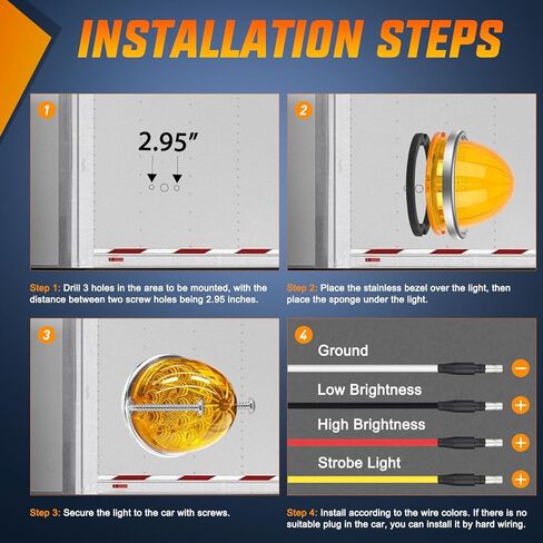 Nilight البطيخ ضوء 17 LED ثنائي اللون 2PCS الفولاذ المقاوم للصدأ مدي الأحمر إلى الأرجواني علامة الجانب التخليص بدوره أضواء الإشارة 4 المكونات IP68 للماء لشاحنة مقطورة بيك اب العربة RV ATV UTV قارب in Kuwait