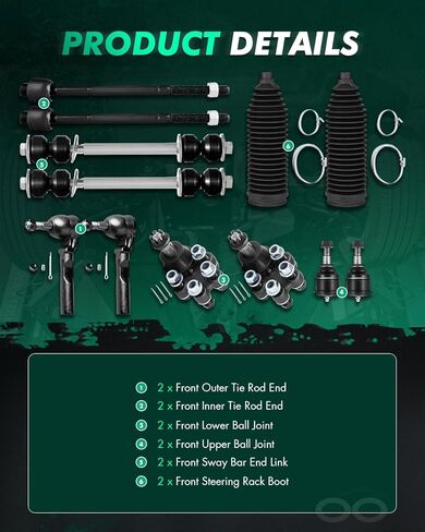 SCITOO 12pcs Front Suspension Kit Outer Inner Tie Rod End w/Boot Replacement for 1999-2006 for Chevy Silverado 1500 for GMC Sierra 1500 Lower Upper Ball Joint Sway Bar End Link in Saudi Arabia