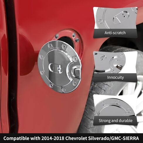 غطاء باب الغاز لحشو الوقود من CheroCar مناسب لـ 2014 2015 2016 2017 2018 شيفروليه سيلفرادو جي إم سي سييرا الملحقات الخارجية (كروم) in Saudi Arabia