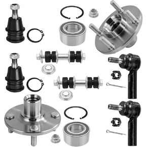 محور ديترويت - طقم تعليق أمامي مكون من 8 قطع لسيارة Toyota Echo 2003-2005 2004-2006 Scion xA xB، 2 محمل عجلة ومحاور 2 وصلات نهاية شريط Sway 2 مفاصل كروية سفلية 2 استبدال قضبان التعادل الخارجية in Kuwait