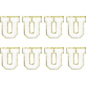 MECCANIXITY Chenille Letter Patches 2.2" Self Adhesive Alphabet G Stick on Embroidered Patch Sew on Letter Stickers Applique for Repairing Clothing Jeans Shoes Hats DIY(White, Pack of 8) in Saudi Arabia