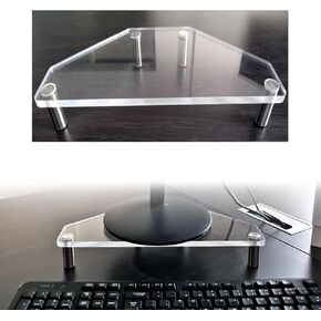 Clear Acrylic Monitor Stand Riser - Corner Desk Computer Monitor Rack for Office Organization - Desktop Storage Shelf for Laptop and Accessories in Saudi Arabia