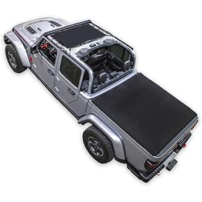SPIDERWEBSHADE Original JT 4-Door Half Sunshade Top (2018-2026) متوافق مع Jeep Wrangler JT Gladiator Rubicon Sahara Sport جميع الديكورات - وسادة هوائية آمنة - صناعة أمريكية - ضمان لمدة 10 سنوات (أسمر) in Kuwait