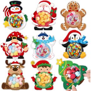 Blosssound 36 Sets Christmas Cards with Domes DIY Xmas Greeting Cards Snowman Santa Deer Gnomes Candy Holder Dome for Winter Holiday Gifts Cards Supplies, 9 Styles in Kuwait