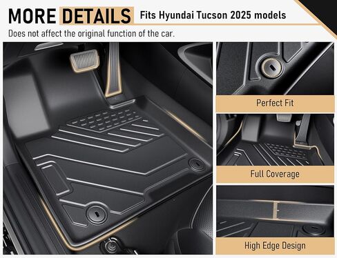 سجادات أرضية السيارة لعام 2024 2025 Hyundai Santa Fe (ليست مخصصة للهجين)، سجادات سيارة TPE للحماية من جميع الأحوال الجوية، ملحقات بطانات السيارة المخصصة، مجموعة بطانات أرضية السيارة من 3 صفوف، باللون الأسود in Kuwait