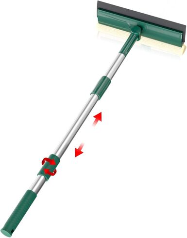 75" Long Squeegee for Window Cleaning with Long Handle, 2 in 1 Window Cleaner Sponge and Dual Side Blade Rubber, Silicon Squeegee for Window, Glass, Shower Door, Car Windshield in Saudi Arabia