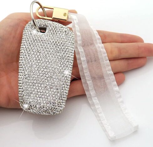 غطاء مفتاح فوب مصنوع يدويًا من الكريستال الماسي متوافق مع BMW 1 2 3 4 5 6 7 Series X1 X2 X3 X4 X5 X6 Z4 M5 (B، فضي) in Kuwait