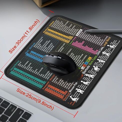 لوحة ماوس لاختصارات Excel/Word/PowerPoint/Windows - لوحة مكتب صغيرة لأوراق الغش من Excel - لوحة ماوس كمبيوتر محمولة مقاس 11.8 بوصة × 9.8 بوصة - ألعاب، مكتب، مقاومة للماء، غير قابلة للانزلاق، حواف مخيطة in Saudi Arabia