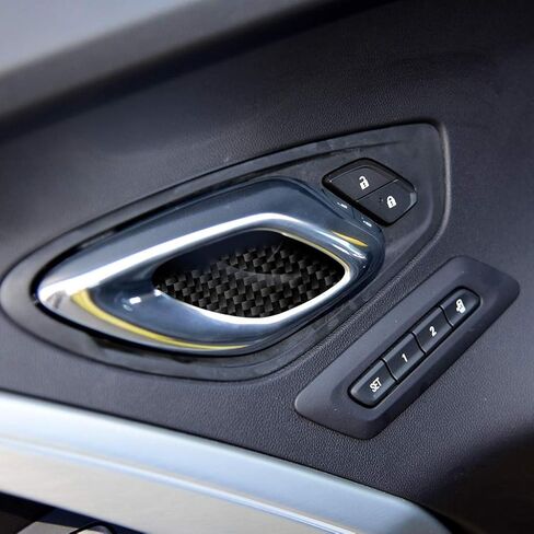 Real Carbon Fiber for Chevrolet Camaro 2015-2021 Inner Door Switch Handle Bowl Protector Panel Decal Trim Cover Decoration Soft Sticker Car Interior Accessories 2PCS (Black) in Saudi Arabia