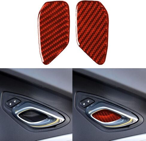 Real Carbon Fiber for Chevrolet Camaro 2015-2021 Inner Door Switch Handle Bowl Protector Panel Decal Trim Cover Decoration Soft Sticker Car Interior Accessories 2PCS (Black) in Saudi Arabia