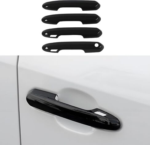 غطاء مقبض الباب الخارجي باللون الأسود اللامع ABS لحماية المقبض الخارجي لسيارة Toyota Rav4 2019-2023 2024، لملحقات Toyota Highlander 2020-2022 2023 مع قفل تلقائي ذكي in Kuwait