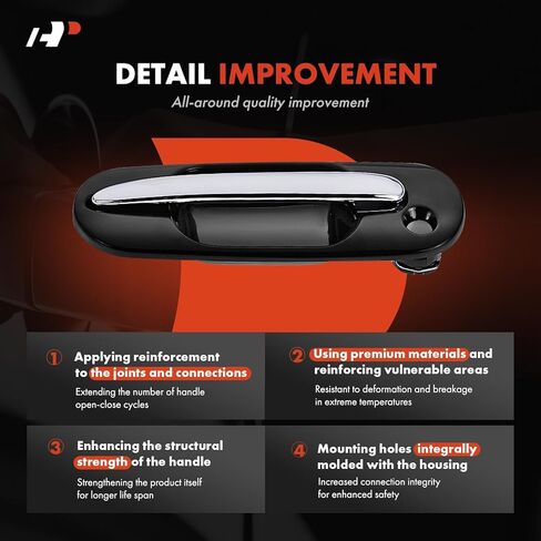 مقبض الباب الخارجي للجانب الأيسر الأمامي من A-Premium متوافق مع Honda CR-V CRV 1997 1998 1999 2000 2001، رافعة كروم وغطاء أسود، استبدال # 72180-ST0-J02 in Kuwait