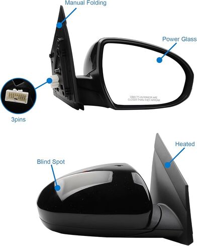 3Pin Right Passenger Side Mirror Assembly Compatible With 2019 2020 2021 Hyundai Tucson With Manual Folding Power Glass 87620-D3990 HY1321288 87620D3990 in Saudi Arabia