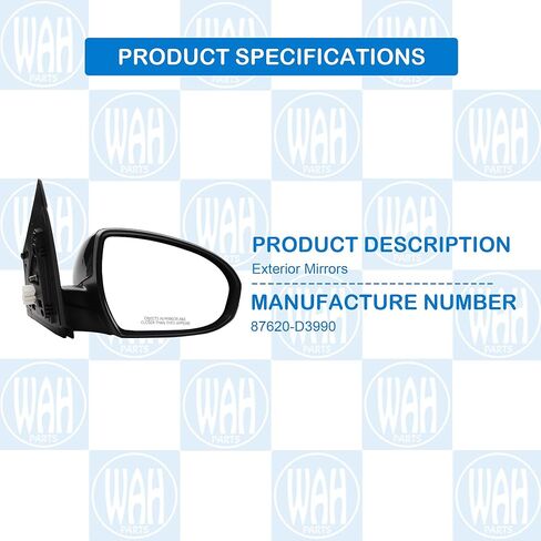 3Pin Right Passenger Side Mirror Assembly Compatible With 2019 2020 2021 Hyundai Tucson With Manual Folding Power Glass 87620-D3990 HY1321288 87620D3990 in Saudi Arabia