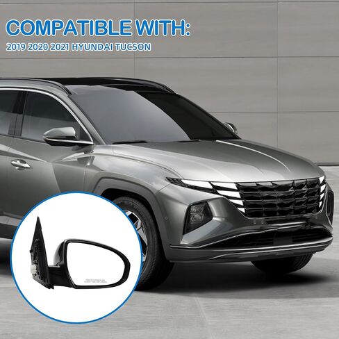3Pin Right Passenger Side Mirror Assembly Compatible With 2019 2020 2021 Hyundai Tucson With Manual Folding Power Glass 87620-D3990 HY1321288 87620D3990 in Saudi Arabia