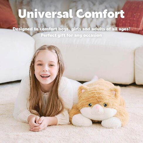 IKASA 5 lbs Weighted Stuffed Animal Orange Tabby Cat Plush Toy,Giant Large Big Jumbo Soft Kitten Toys,24 inches Huge Cute Fat Plushy,Gifts for Kids in Kuwait
