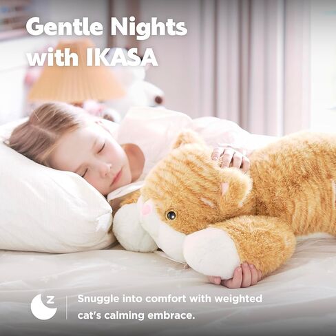 IKASA 5 lbs Weighted Stuffed Animal Orange Tabby Cat Plush Toy,Giant Large Big Jumbo Soft Kitten Toys,24 inches Huge Cute Fat Plushy,Gifts for Kids in Kuwait