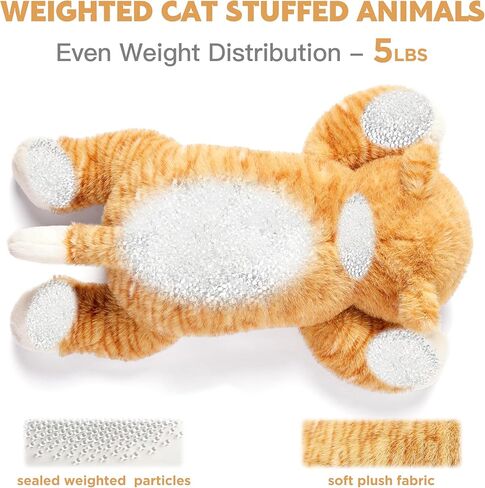 IKASA 5 lbs Weighted Stuffed Animal Orange Tabby Cat Plush Toy,Giant Large Big Jumbo Soft Kitten Toys,24 inches Huge Cute Fat Plushy,Gifts for Kids in Kuwait