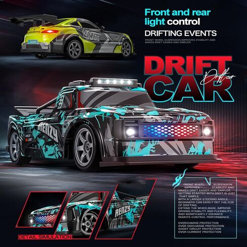 RC Drift Car, 1:16 Scale Remote Control Car 25KM/H 4WD High Speed Remote Control Cars with LED Lights Extra Tires 4WD Hobby RC Cars Pickup Model Toy for Teens Adults in Saudi Arabia