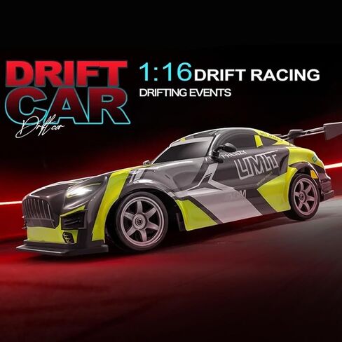 RC Drift Car, 1:16 Scale Remote Control Car 25KM/H 4WD High Speed Remote Control Cars with LED Lights Extra Tires 4WD Hobby RC Cars Pickup Model Toy for Teens Adults in Saudi Arabia