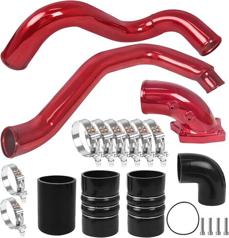 Turbo Intercooler kit Pipe Boot and Intake Elbow for 2003-2007 Ford F250 F350 F450 F550 Super Duty Intercooler Pipe Boot kit 6.0L Powerstroke Diesel-Red in Saudi Arabia