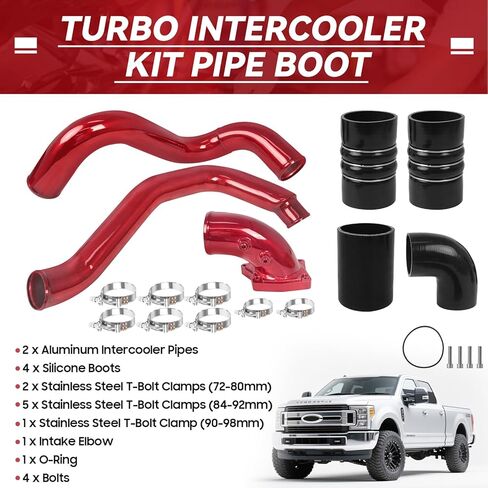 Turbo Intercooler kit Pipe Boot and Intake Elbow for 2003-2007 Ford F250 F350 F450 F550 Super Duty Intercooler Pipe Boot kit 6.0L Powerstroke Diesel-Red in Saudi Arabia