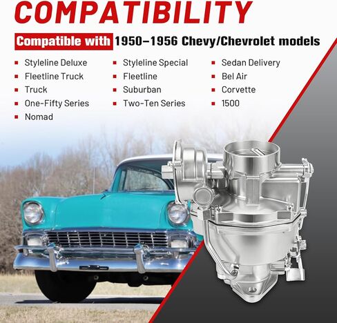 7003538 طقم مكربن ​​جديد روتشستر BC 1-برميل مع خنق تلقائي يناسب 1950-1956 تشيفي/شيفروليه 235Ci 3.8L I6 استبدال 7003536 بيل إير 150 210 شاحنة سيدان فليت لاين سوبربان كورفيت in Kuwait