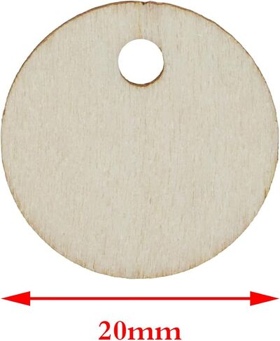 Shapenty Small Blank Wood Circle Pendants Round Wooden Pieces Disks with Hole for Earring Keychain Christmas Ornaments Gift Tags Embellishments Markers Wine Charms DIY Craft Project, 50PCS (20mm) in Saudi Arabia