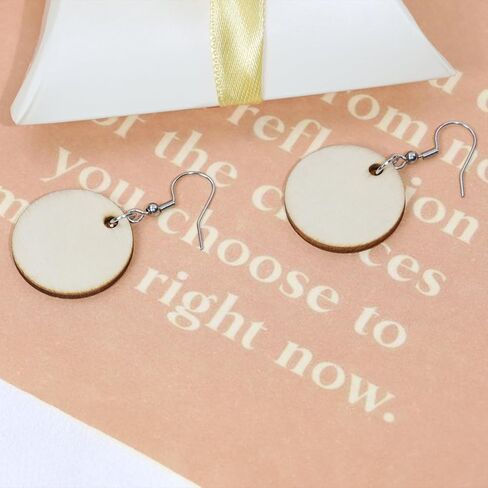 Shapenty Small Blank Wood Circle Pendants Round Wooden Pieces Disks with Hole for Earring Keychain Christmas Ornaments Gift Tags Embellishments Markers Wine Charms DIY Craft Project, 50PCS (20mm) in Saudi Arabia
