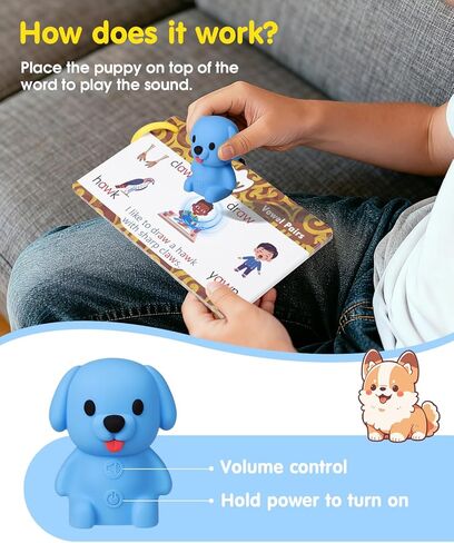 Phonics Talking Flash Cards with Reader Dog, Learn to Read with 148 Pages, 148 Sentences, 592 Words & 90 Stickers, Toddler Education Learning Toys for Kids Ages 3-8 Kindergarten 1st 2nd Grade in Saudi Arabia